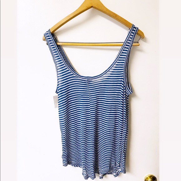 Paige | Blue and White Stripe Tank Top - Picture 3 of 3